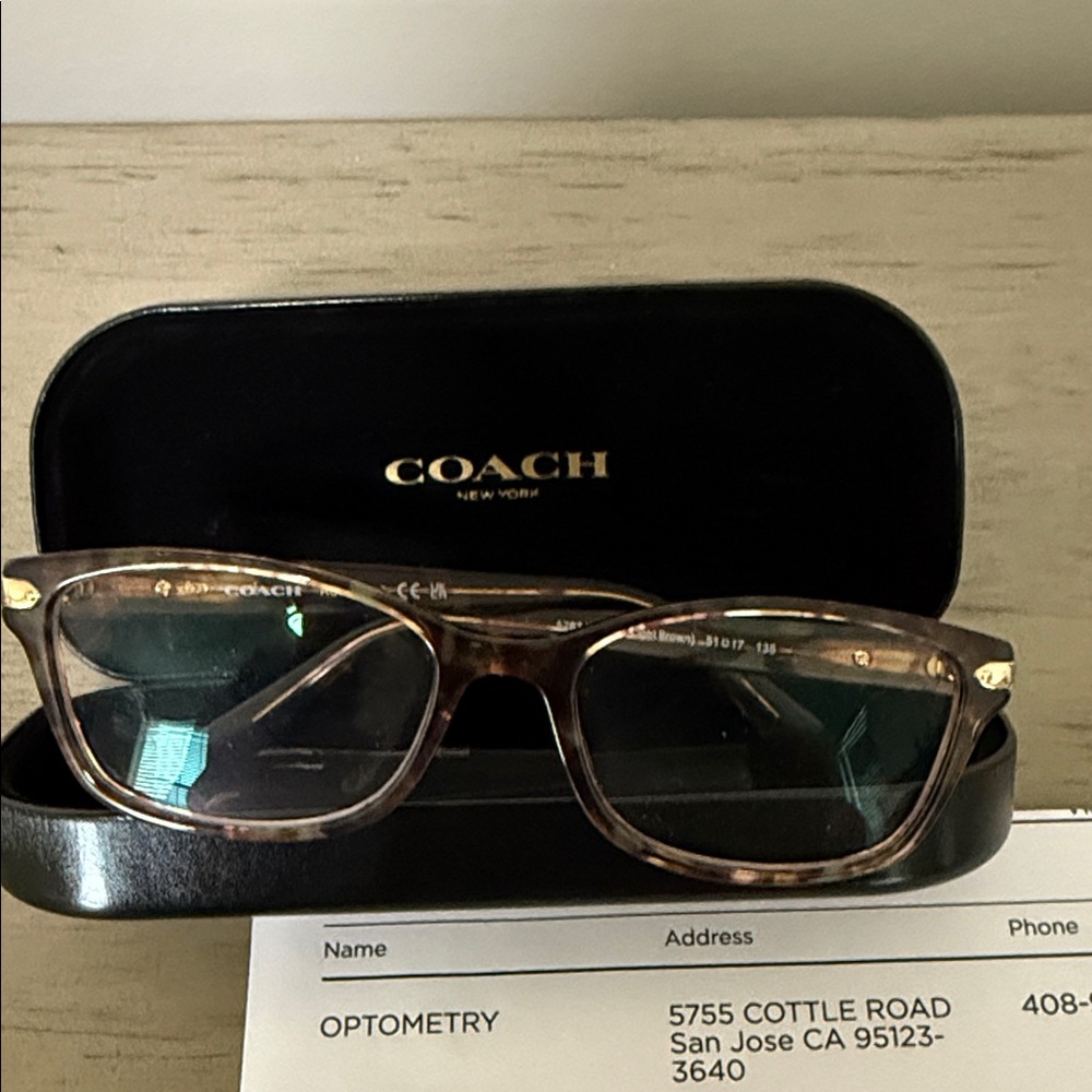 Coach Tortoise Rectangular Eyeglasses with Black … - image 1